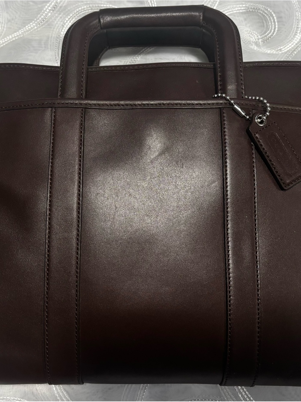 Coach Vintage Slim Dark Brown Leather Briefcase with Adjustable Top Handle